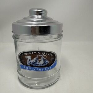 Vintage Hershey's Kisses 100th Anniversary 1907 - 2007 Glass Canister Jar Lid 5"